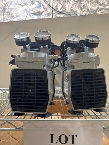 (2) Gast DOA-P704-AA Oil-less Diaphragm Vacuum Pumps, 115V, 60 PSI, 1.42 CFM