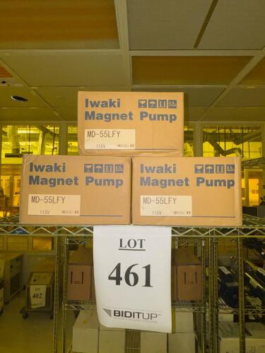 (3) Iwaki MD-55LFY Magnet Pumps, 115V, 1-Phase, 17.2 GPM, 36 ft Head, Chemical-Resistant