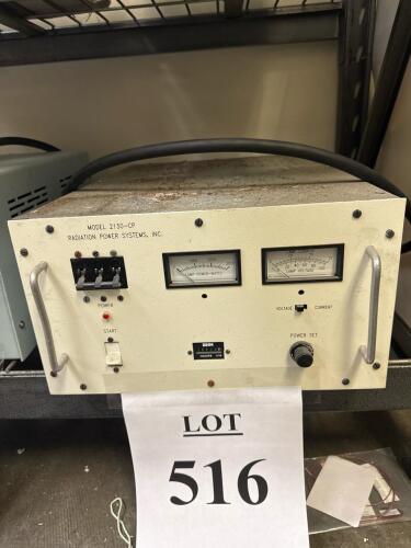 Radiation Power Systems 2130-CP High-Voltage Lamp Power Supply, 0-100V, 0-75A, 970 Hours