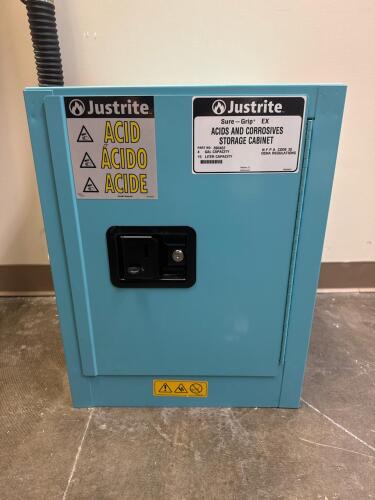 Justrite Sure-Grip EX 4-Gal Acid and Corrosive Storage Cabinet Blue, Model 890402, Manual Door