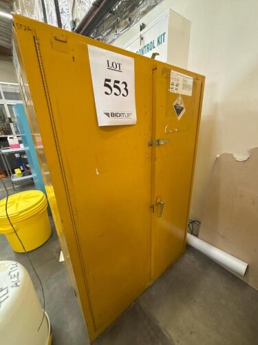 Justrite Flammable Cabinet, 45 Gal Capacity, 2-Door, FM/OSHA/NFPA Approved, Steel, Yellow