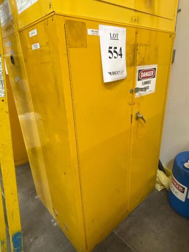 Justrite Flammable Cabinet, 45 Gal Capacity, 2-Door, FM/OSHA/NFPA Approved, Steel, Yellow