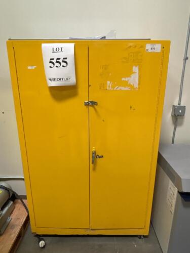 Justrite Flammable Cabinet, 45 Gal Capacity, 2-Door, FM/OSHA/NFPA Approved, Steel, Yellow