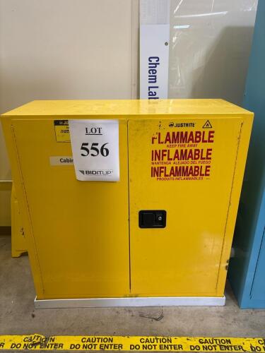 Justrite Flammable Safety Storage Cabinet, Manual, Steel, OSHA/NFPA/FM, Yellow, 2-Door 30 Gallon Capacity