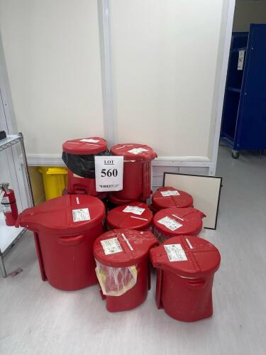 10 Red Waste Disposal Containers, Foot Pedal Operated, Biohazard Bins