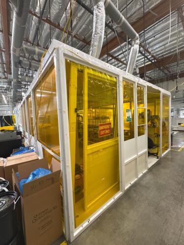 Modular Cleanroom System with Air Shower, ISO 7, Yellow Panels, Approx. 49' x 16' x 9' ft