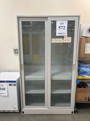 Laboratory Storage Cabinet with Glass Sliding Doors, 3 Adjustable Shelves
