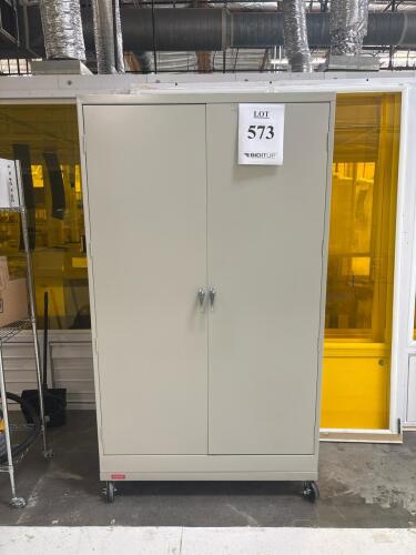 Steel Storage Cabinet 78"x36"x18", 4 Shelves, 2-Door, Casters, Lockable Handles