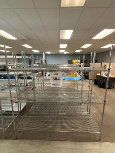 (3) Commercial Chrome Wire Shelving Units, Heavy Duty