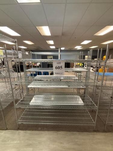 (3) Commercial Chrome Wire Shelving Units, Heavy Duty