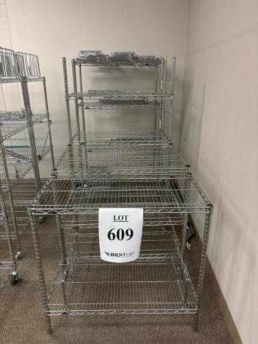 (4) Commercial Chrome Wire Shelving Units, Heavy Duty