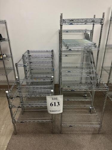 (6) Commercial Chrome Wire Shelving Units, Heavy Duty