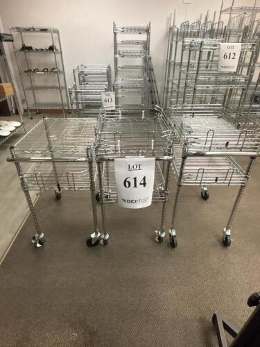 (3) Chrome Wire Utility Cart, 2 Shelves
