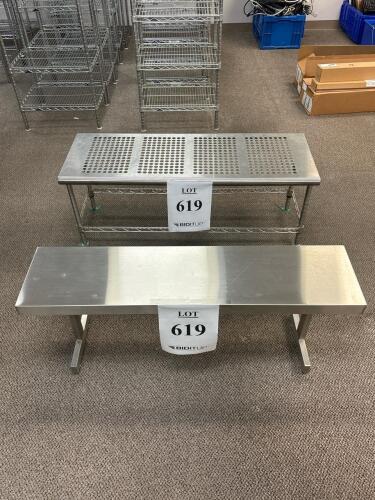 Stainless Steel Benches, Solid & Perforated Top, Approx. 48"x16"x18"/21", Industrial/Lab Grade