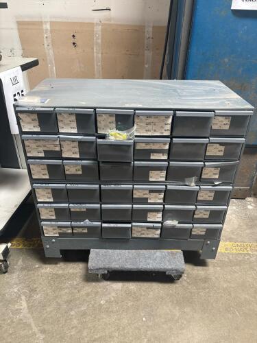 Durham 32-Drawer Steel Parts Cabinet with Assorted Hardware and Fasteners