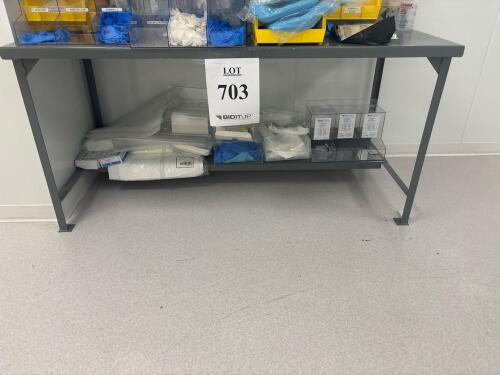 Stainless Steel Heavy Duty Work Table, 72"x36"x36", Under-Shelf, Bins, Assorted Gloves & Gowns