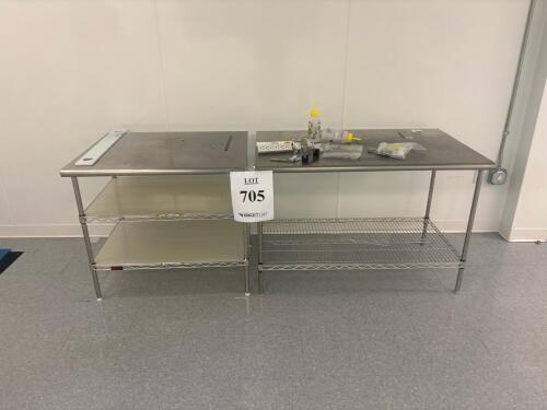 Stainless Steel Work Table 72"x30" with Wire Undershelves and Accessories
