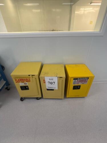 Justrite & Securall 4-Gallon Flammable Liquid Safety Cabinets, NFPA/OSHA, Steel, Yellow, Lot of 3