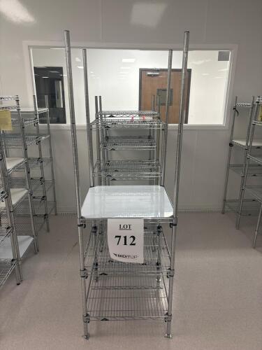 (4) Commercial Chrome Wire Shelving Units, Heavy Duty