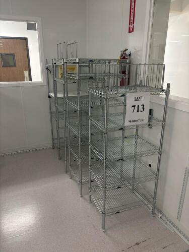 (4) Commercial Chrome Wire Shelving Units, Heavy Duty