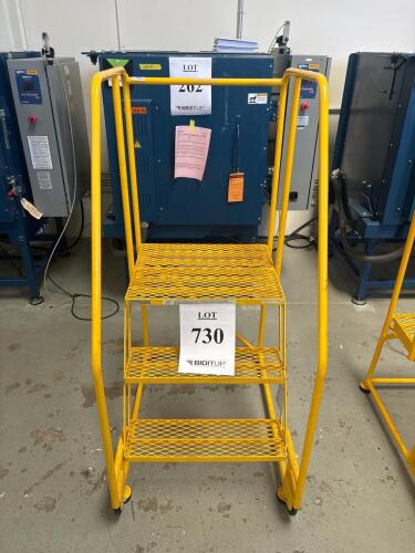 Cotterman 3-Step Rolling Steel Safety Ladder, 450 lb Capacity, Handrails, C0122 Serial