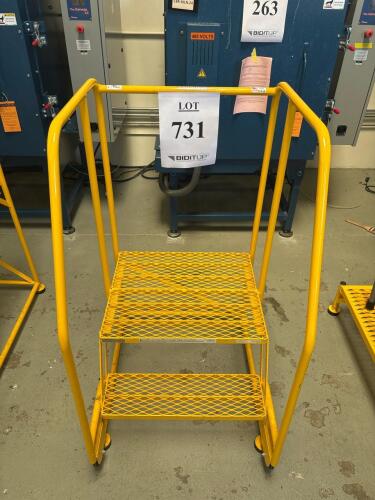 Cotterman 2-Step Steel Rolling Ladder, 450 lb Capacity, 20" Platform Height, Yellow Finish