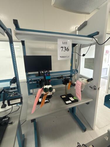 IAC Industries Lab Workbench with Overhead Shelf, Task Lighting, Power Strip, 48"x30"x84" Steel Frame