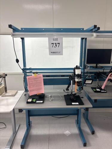 IAC Industries Lab Workbench with Overhead Shelf, Task Lighting, Power Strip, 48"x30"x84" Steel Frame