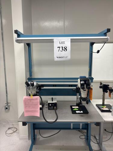 IAC Industries Lab Workbench with Overhead Shelf, Task Lighting, Power Strip, 48"x30"x84" Steel Frame