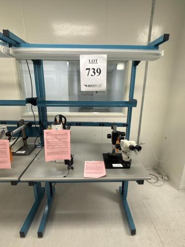 IAC Industries Lab Workbench with Overhead Shelf, Task Lighting, Power Strip, 48"x30"x84" Steel Frame