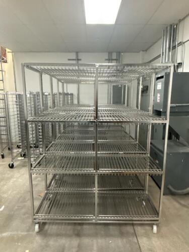Syntec Inc. Industrial Stainless Steel Wire Shelving Rack with 4 Shelves and Swivel Casters