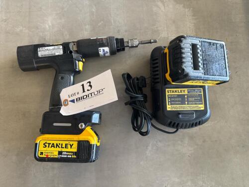 STANLEY PISTOL GRIP TOOL<br/>RPM: 1257<br/>VARIANT: 1074508<br/>MODEL: B12PP-5<br/>W/ STANLEY BATTERY AND CHARGER (LOCATION: GIGAFACTORY BACK WAREHOUSE)