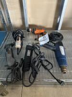 LOT OF ASSORTED TOOLS;<br/>STEINEL HEAT GUN MODEL: HL 1810 S; DYNABRADE ELETRIC DYNAFILE MODEL: 40605; DREMEL MULTI MAX MODEL: MM30; ELETRIC TORQUE SCREWDRIVER MODEL: VZ-3012; RIDGID CORDED DRILL MODEL: R7001 (LOCATION: BACKROOM GIGAFACTORY)