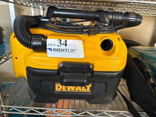 LOT OF ASSORTED VACUUMS; (2) DEWALT WET/DRY VACCUMS; (1) MAKITA BACKPACK VACCUM MODEL: XCV09; (1) MAKITA WET/DRY VACCUM MODEL: XCV11 (LOCATION: BACKROOM GIGAFACTORY)