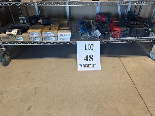 LOT OF ASSORTED MITSUBISHI PARTS, Q68AD-G, Q6DIN1, MR-J3-40A AND (4) MITSUBISHI BASE UNITS (LOCATION: BACKROOM GIGAFACTORY)