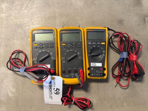 (2) FLUKE 87 TRUE RMS MULTIMETER, AND (1) FLUKE 179 TRUE RMS MULTIMETER (LOCATION: BACKROOM GIGAFACTORY)