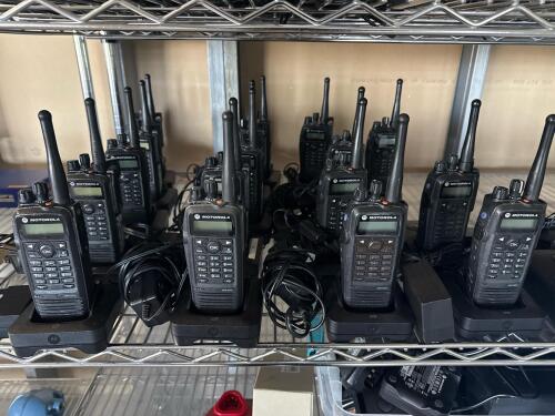 (20 ASSORTED MOTOROLA RADIOS (LOCATION: BACKROOM GIGAFACTORY)