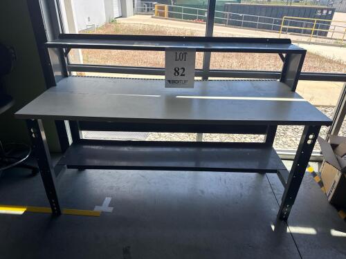 METAL WORKSTATION W/ HUTCH 72&rdquo; x 32&rdquo; x 47&rdquo; (LOCATION: BACKROOM GIGAFACTORY)
