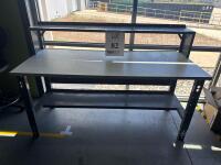 METAL WORKSTATION W/ HUTCH 72&rdquo; x 32&rdquo; x 47&rdquo; (LOCATION: BACKROOM GIGAFACTORY)