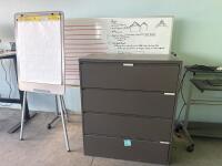 UPLIFT DESK 60&rdquo;X29&rdquo;X48&rdquo;MAX HEIGHT; (1) HP MONITOR AND (1) DELL MONITOR; OFFICE CHAIR; WHITE BOARD, MOBILE WORK STATION, 4 DRAWER FILE CABINET<br/>[NO POWER SUPPLY] (LOCATION: BACKROOM GIGAFACTORY) - 3