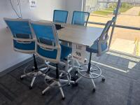 CONFERENCE TABLE 72&rdquo; x 42&rdquo; x 42&rdquo; W/ (5) ARMLESS OFFICE CHAIRS<br/>(2ND FLOOR OFFICE, STAIRS ONLY, IN GIGAFACTORY)