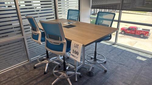 CONFERENCE TABLE 72&rdquo; x 42&rdquo; x 42&rdquo; W/ (4) ARMLESS OFFICE CHAIRS<br/>(2ND FLOOR OFFICE, STAIRS ONLY, IN GIGAFACTORY)