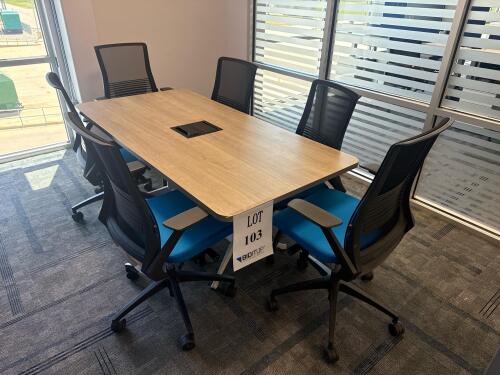 CONFERENCE TABLE 72&rdquo; x 36&rdquo; x 29&rdquo; W/ (6) OFFICE CHAIRS<br/>(2ND FLOOR OFFICE, STAIRS ONLY, IN GIGAFACTORY)