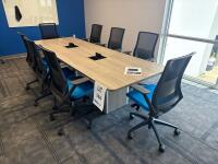 CONFERENCE TABLE 120&rdquo; x 42&rdquo; x 29&rdquo; W/ (9) OFFICE CHAIRS<br/>(2ND FLOOR OFFICE, STAIRS ONLY, IN GIGAFACTORY)