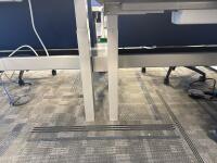 4 PERSON WORKSTATION HERMAN MILLER NEVI SIT TO STAND ELECTRIC ADJUSTABLE DESK 70&rdquo; x 28&rdquo; x 27&rdquo; (46&rdquo; MAX HIGHT) W/ (4) OFFICE CHAIRS, (4) MOBILE PEDESTALS AND MONITOR MOUNTS <br/>(2ND FLOOR OFFICE, STAIRS ONLY, IN GIGAFACTORY) - 3