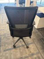 4 PERSON WORKSTATION HERMAN MILLER NEVI SIT TO STAND ELECTRIC ADJUSTABLE DESK 70&rdquo; x 28&rdquo; x 27&rdquo; (46&rdquo; MAX HIGHT) W/ (4) OFFICE CHAIRS, (4) MOBILE PEDESTALS AND MONITOR MOUNTS <br/>(2ND FLOOR OFFICE, STAIRS ONLY, IN GIGAFACTORY) - 6