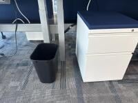 4 PERSON WORKSTATION HERMAN MILLER NEVI SIT TO STAND ELECTRIC ADJUSTABLE DESK 70&rdquo; x 28&rdquo; x 27&rdquo; (46&rdquo; MAX HIGHT) W/ (4) OFFICE CHAIRS, (4) MOBILE PEDESTALS AND MONITOR MOUNTS <br/>(2ND FLOOR OFFICE, STAIRS ONLY, IN GIGAFACTORY) - 3