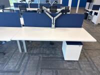 4 PERSON WORKSTATION HERMAN MILLER NEVI SIT TO STAND ELECTRIC ADJUSTABLE DESK 70&rdquo; x 28&rdquo; x 27&rdquo; (46&rdquo; MAX HIGHT) W/ (4) OFFICE CHAIRS, (4) MOBILE PEDESTALS AND MONITOR MOUNTS <br/>(2ND FLOOR OFFICE, STAIRS ONLY, IN GIGAFACTORY) - 3