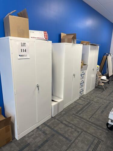 (3) ULINE STORAGE CABINETS W/ CONTENT <br/>(2ND FLOOR OFFICE, STAIRS ONLY, IN GIGAFACTORY)