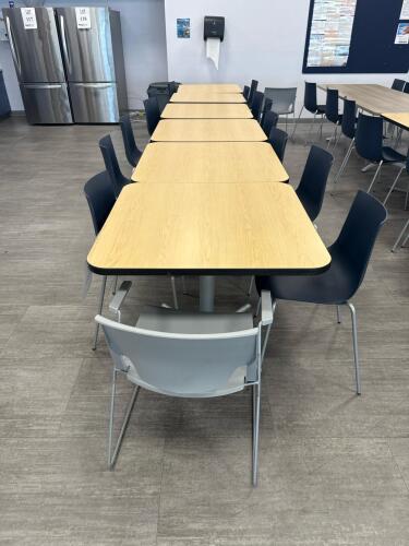 (11) WOOD TOP TABLES 35&rdquo; x 35&rdquo; x 29&rdquo;, (3) WOOD TOP TABLES 96&rdquo; x 36&rdquo; x 29&rdquo; W/ (40) ASSORTED CHAIRS <br/>(2ND FLOOR OFFICE, STAIRS ONLY, IN GIGAFACTORY)